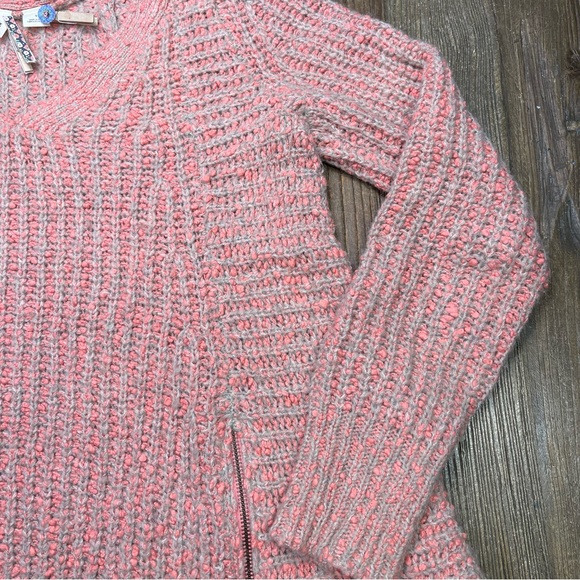 Anthropologie Moth Pullover Swing Sweater Pink Gray V-Neck Knit Size S - Picture 5 of 10